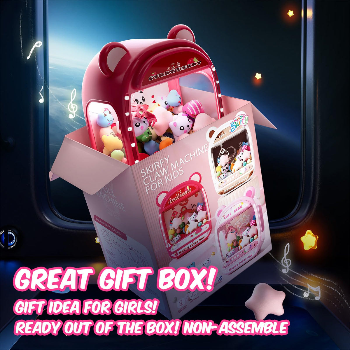 Skirfy plush and unicorn prizes included for engaging playtime