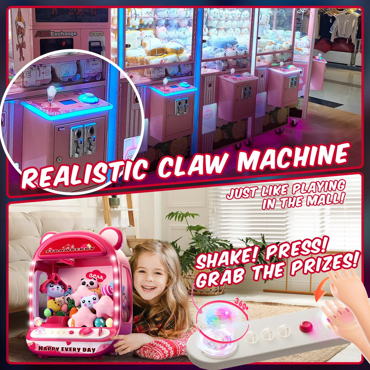 Skirfy Claws Machine powered via USB or battery for flexible play