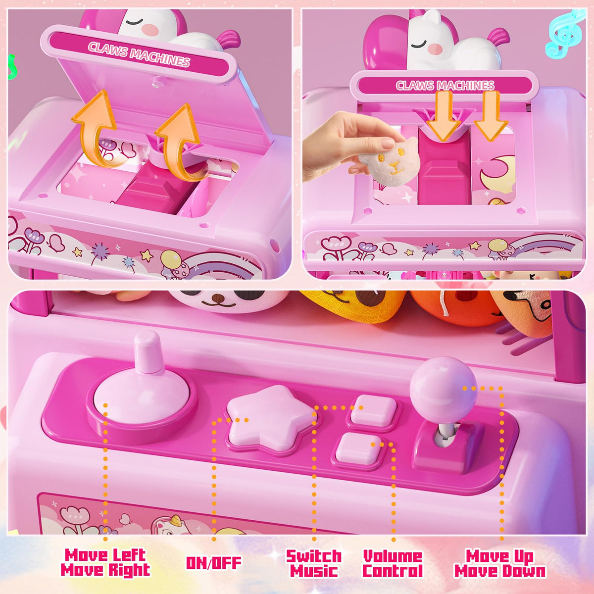 Skirfy Claws Machines built-in sound and music for exciting games.