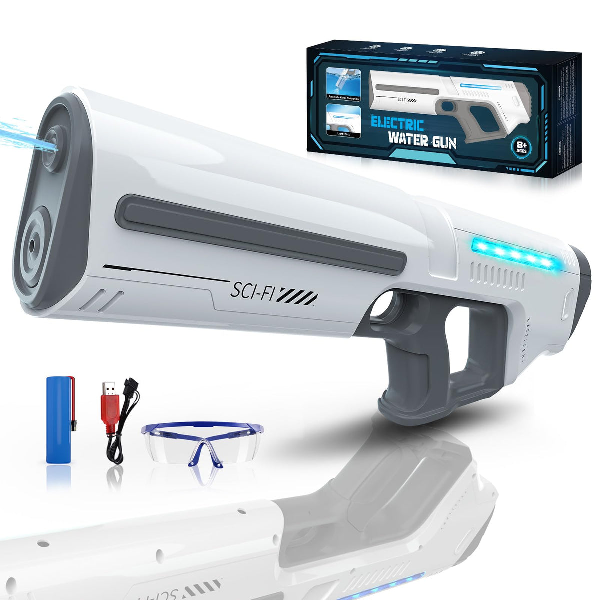 Skirfy electric water gun at the beach for an epic family battle.