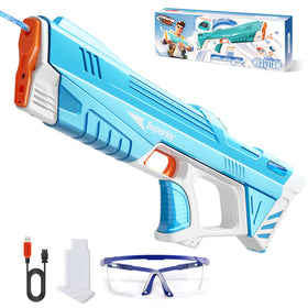 Skirfy electric water gun with display showing power status for precise bursts