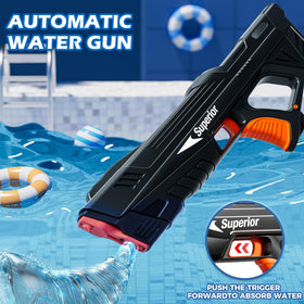 Skirfy electric water gun with USB charger enables quick recharges.