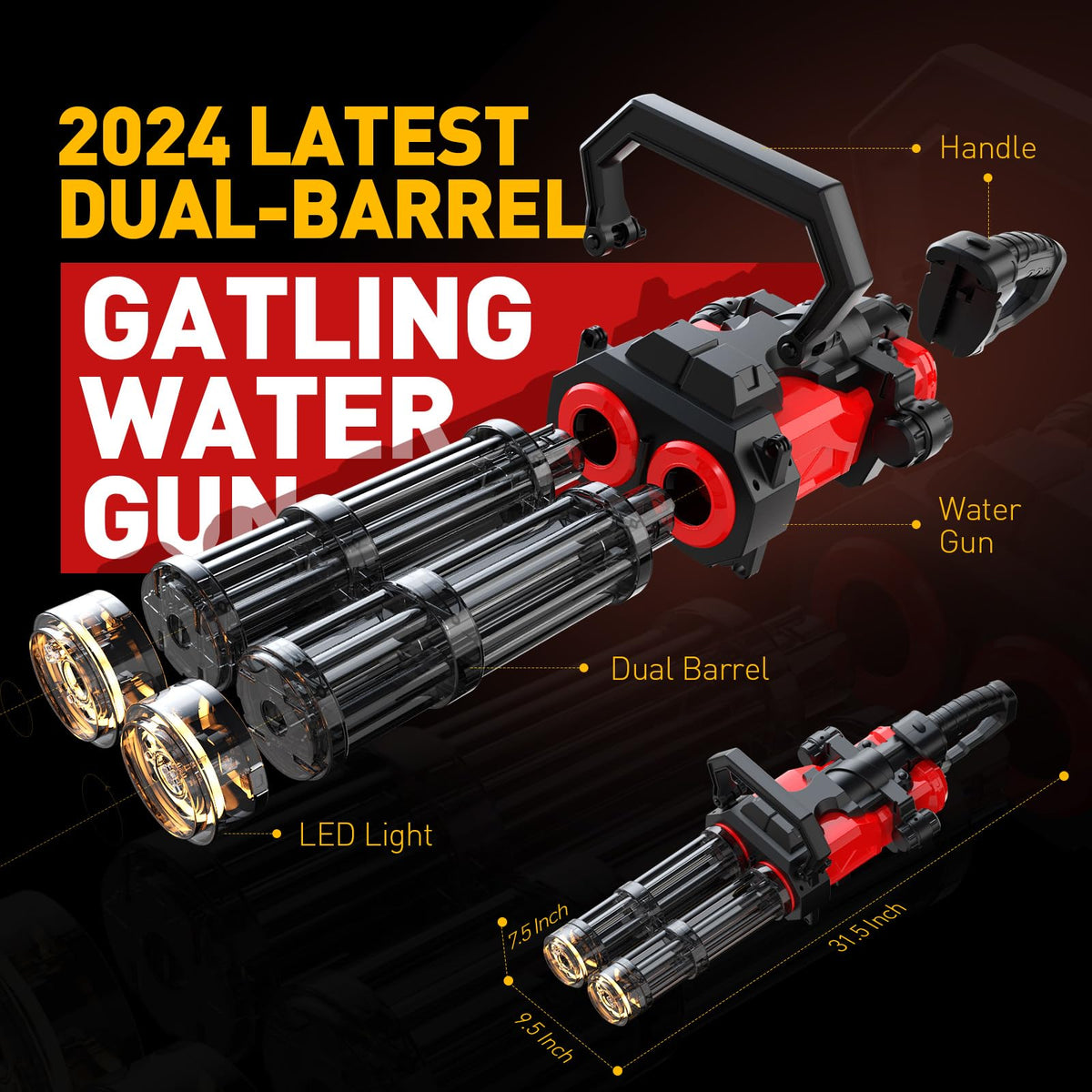 Skirfy Gatling water gun made from non-toxic ABS for safe use by kids and adults