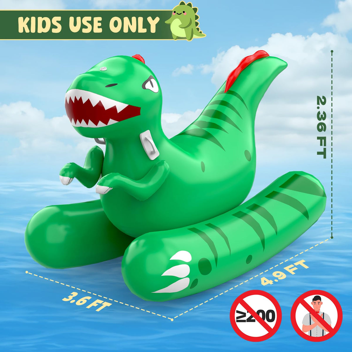 Skirfy inflatable dinosaur pool raft outdoors
