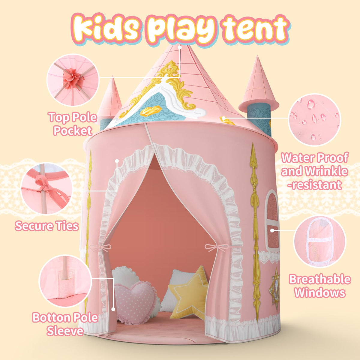 Skirfy Kids Play Tent interior ready for reading and pretend adventures
