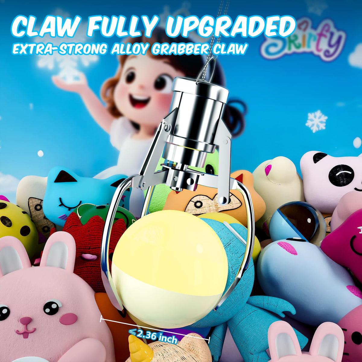 Skirfy machine shows 34 prizes included to entice kids to play