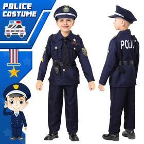 Skirfy police costume features vibrant embroidery and colors enhancing visual appeal.
