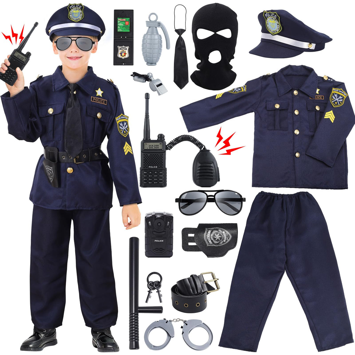 Skirfy police officer costume shirt and pants ready for imaginative play