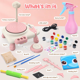 Skirfy pottery wheel painting kit enables instant decorating after shaping.