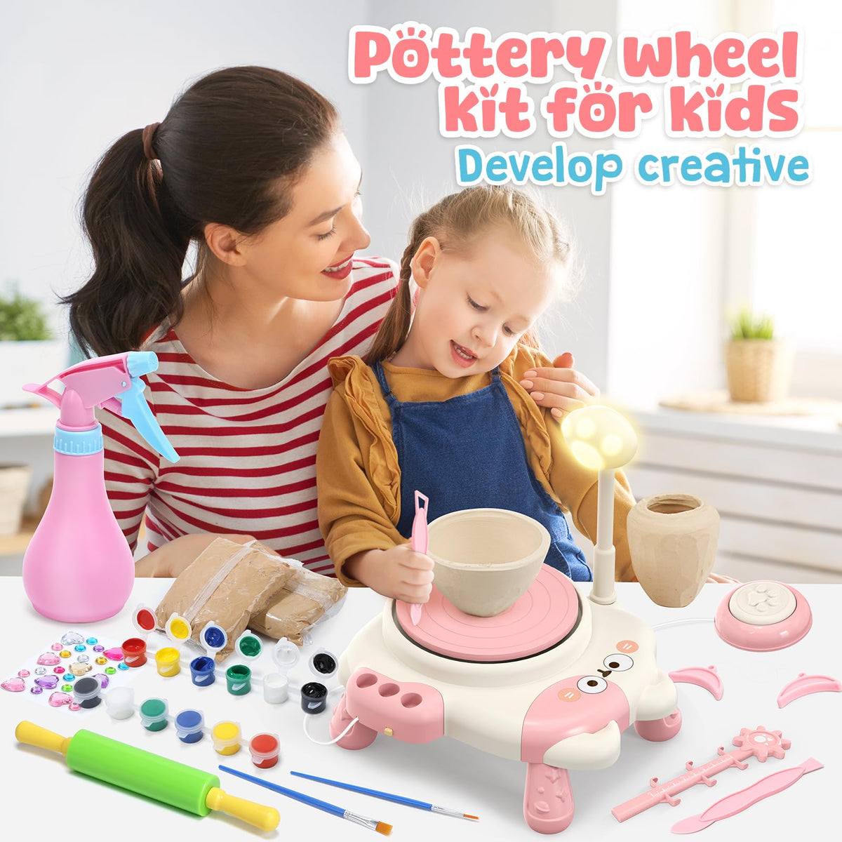 Skirfy pottery wheel stable base prevents tipping for confident crafting.