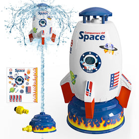 Skirfy rocket sprinkler base provides fun water lift for outdoor play