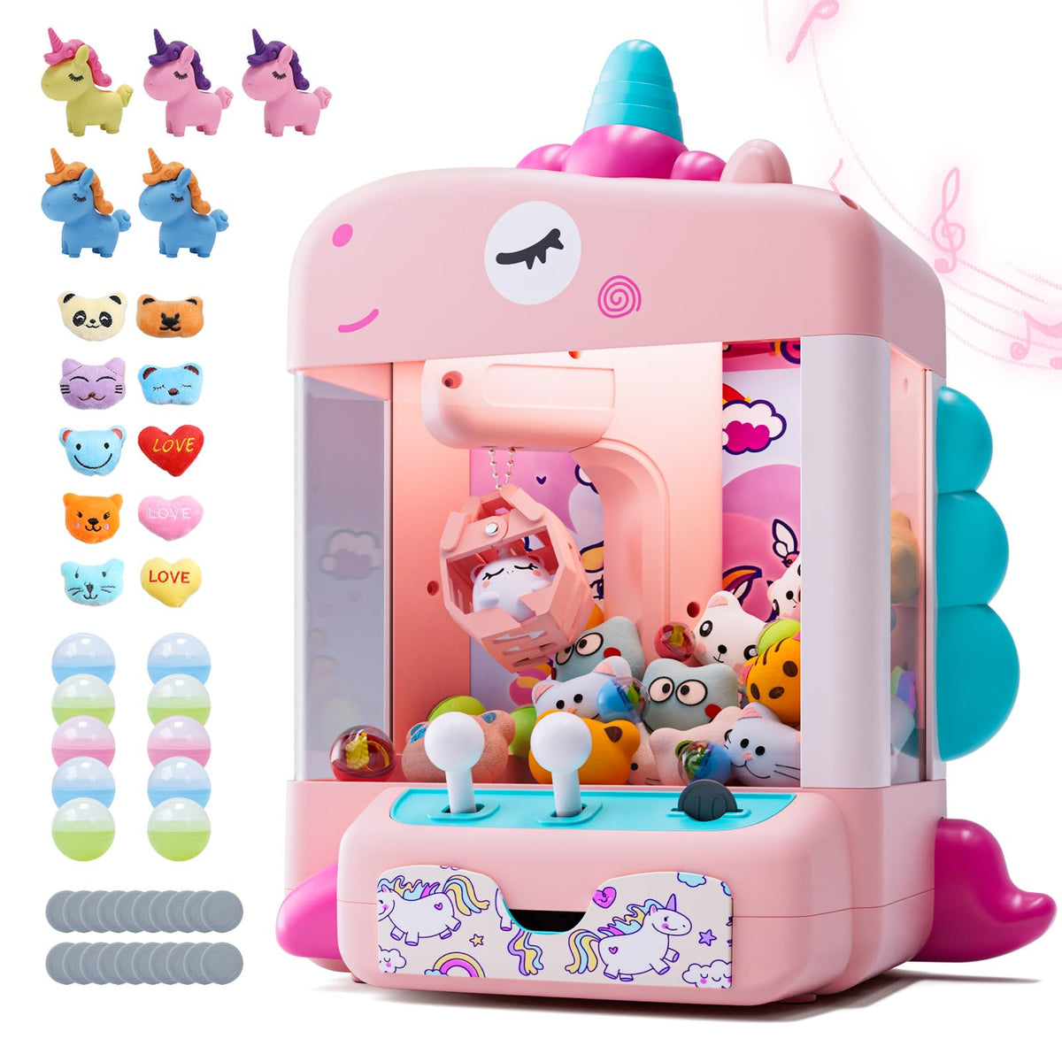 Skirfy Unicorns Claw Machine front view for home arcade play