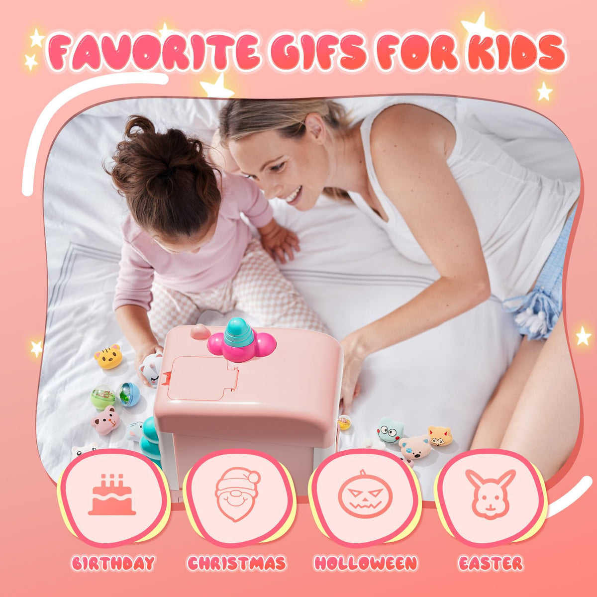 Skirfy Unicorns Claw Machine includes unicorn toys and candy prizes