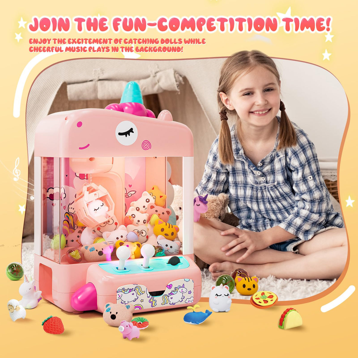 Skirfy Unicorns Claw Machine ready for birthday party setups