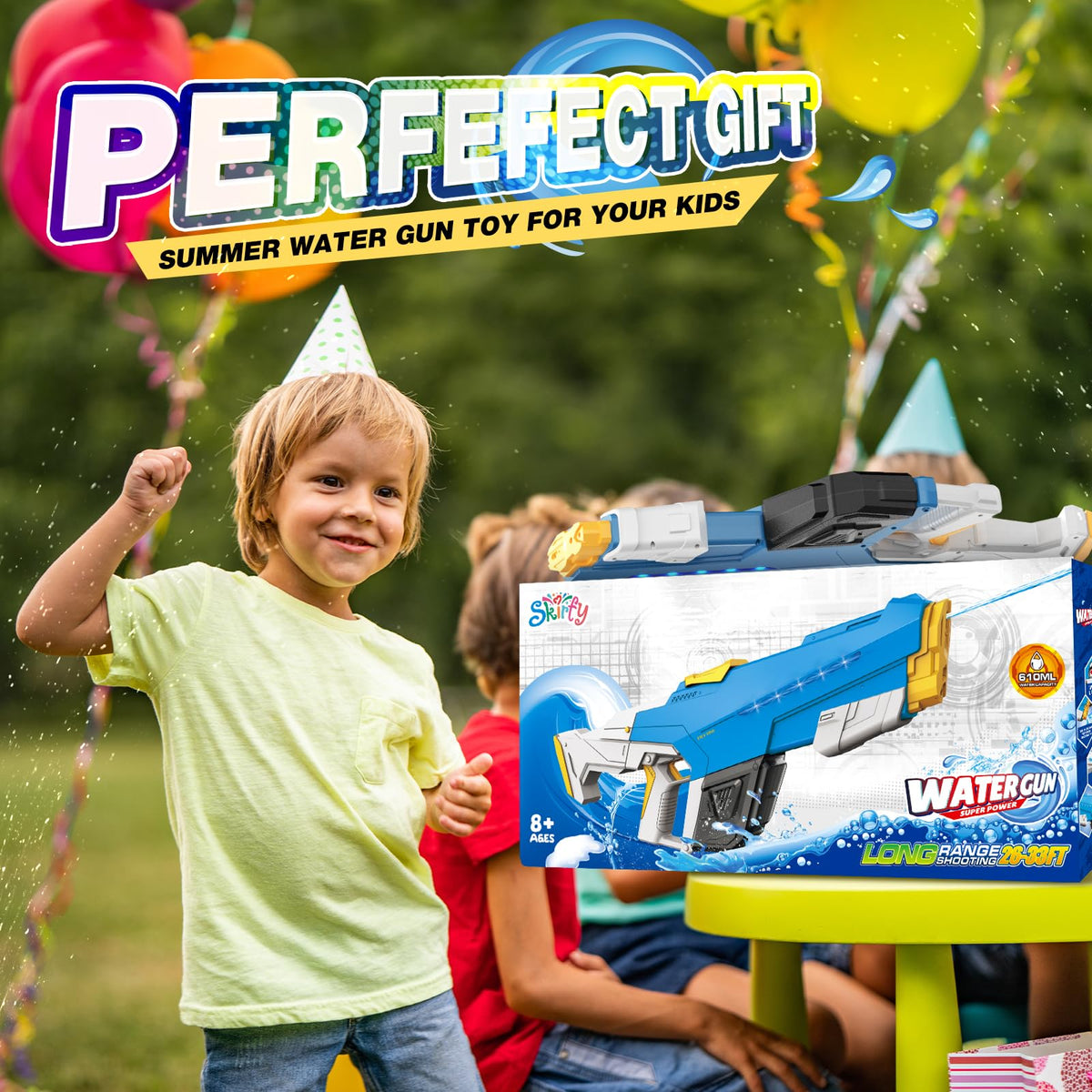 Skirfy water gun 32ft range shot across pool