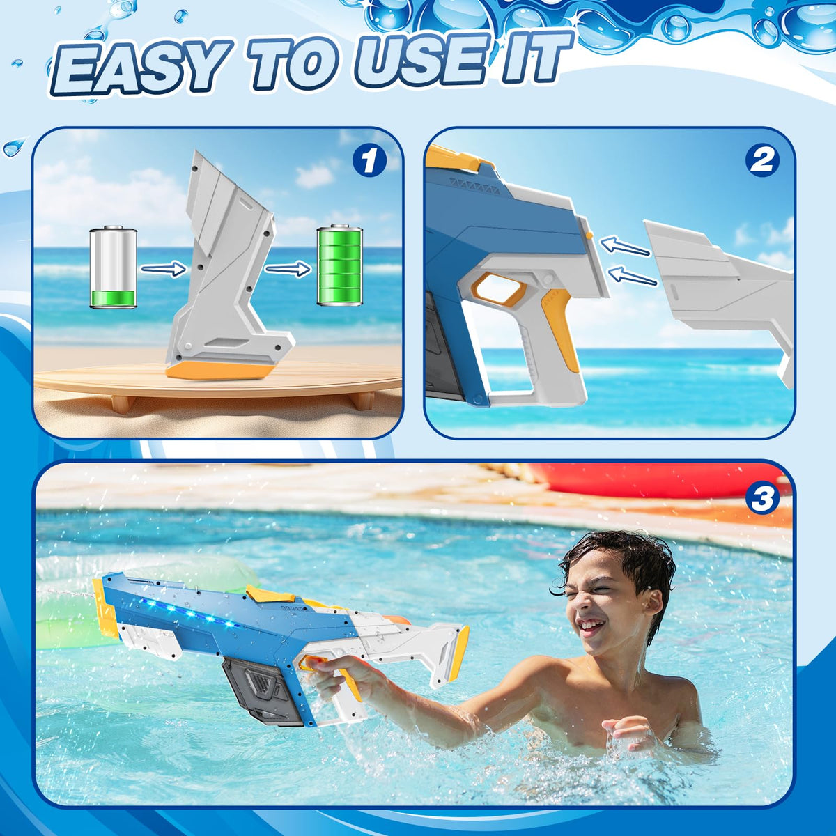 Skirfy water gun automatic suction 25s setup for easy play