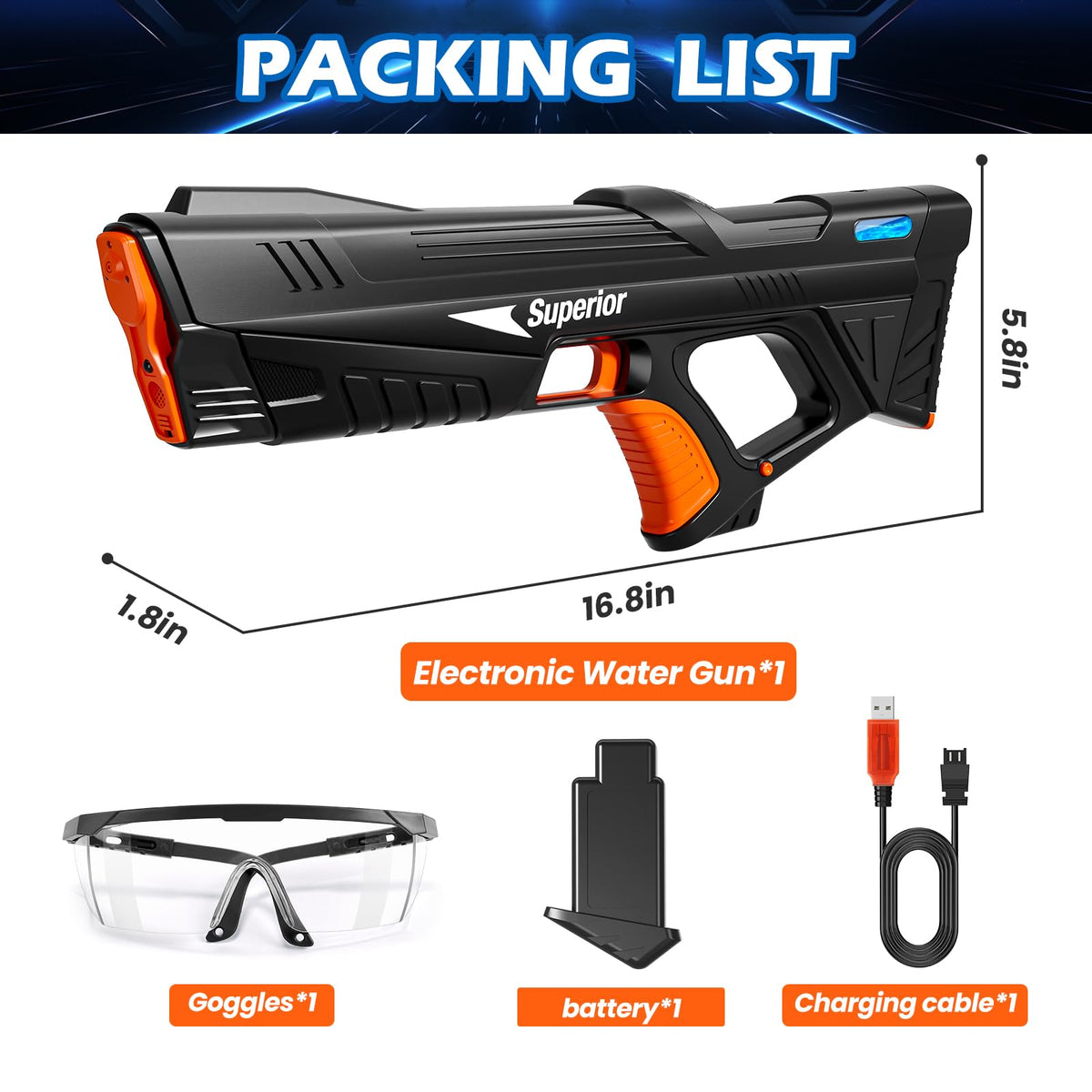 Skirfy water gun dip-to-fill action simplifies refills during play.