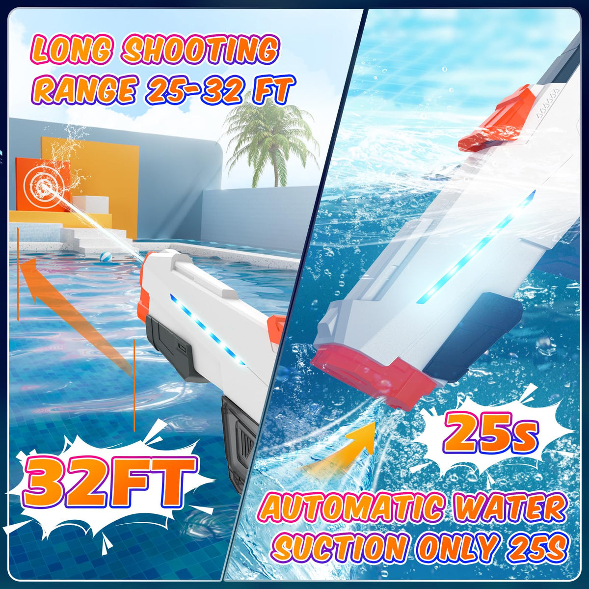 Skirfy water gun modular battery for easy charging and safety.