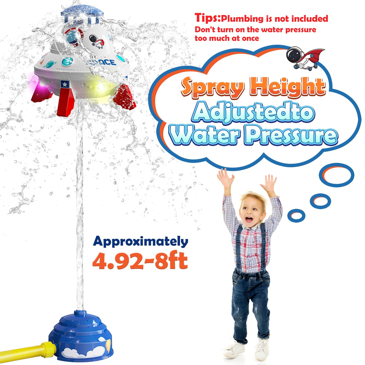 Skirfy adjustable-height rocket sprinkler for engaging summer water play.
