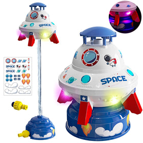 Skirfy water sprinkler with UFO light-up design for vibrant outdoor play.
