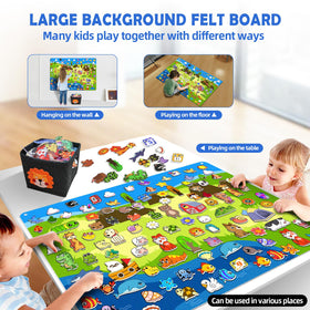 SKOLESK stickers and felt bucket keeps pieces organized for storytelling