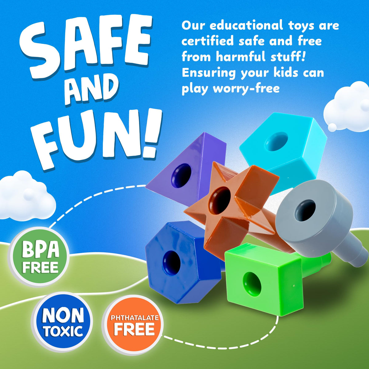 Skoolzy dice included for counting and pattern creation