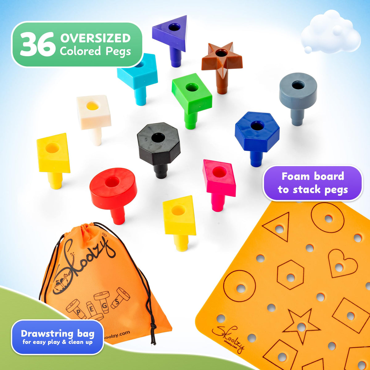 Skoolzy storage bag keeps pegs and accessories organized