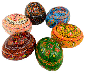 SKRRYNYA Easter painted wooden eggs pysanky for vibrant Easter table decor
