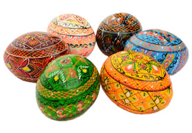 SKRRYNYA Ukraine-made wooden eggs pisanki offer heirloom display quality
