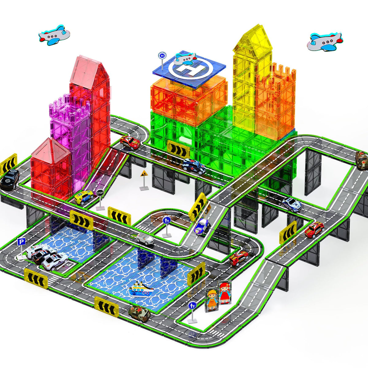 SKTMYY 121-piece road tiles set: colorful city-building for creativity