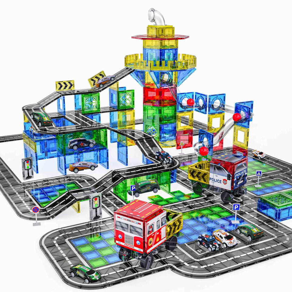 SKTMYY 150PCS magnetic tiles road set enables imaginative city builds and STEM exploration