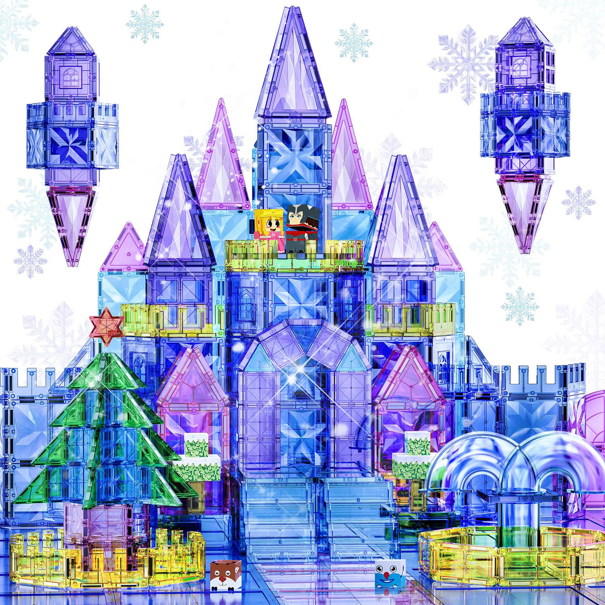 SKTMYY ice castle tiles front view showing a durable magnetic play surface.