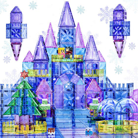SKTMYY ice castle tiles front view showing a durable magnetic play surface.