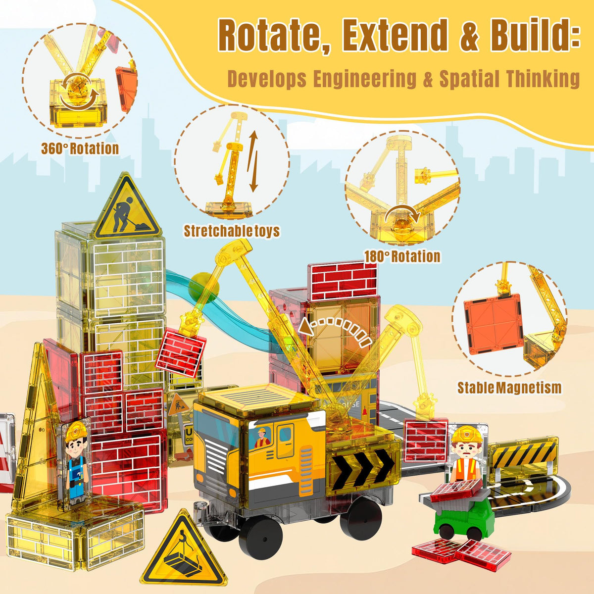 SKTMYY magnetic tiles marble run offers fast-paced tracks and cause-effect learning