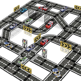 SKTMYY magnetic tiles road set pack showing open-ended road layout for imaginative play