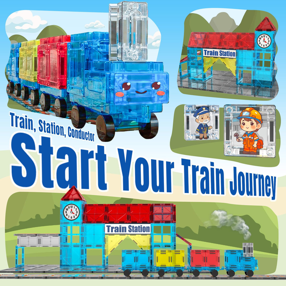 SKTMYY three mini train cars for storytelling and group play