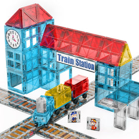SKTMYY magnetic train station tiles for immersive railway play