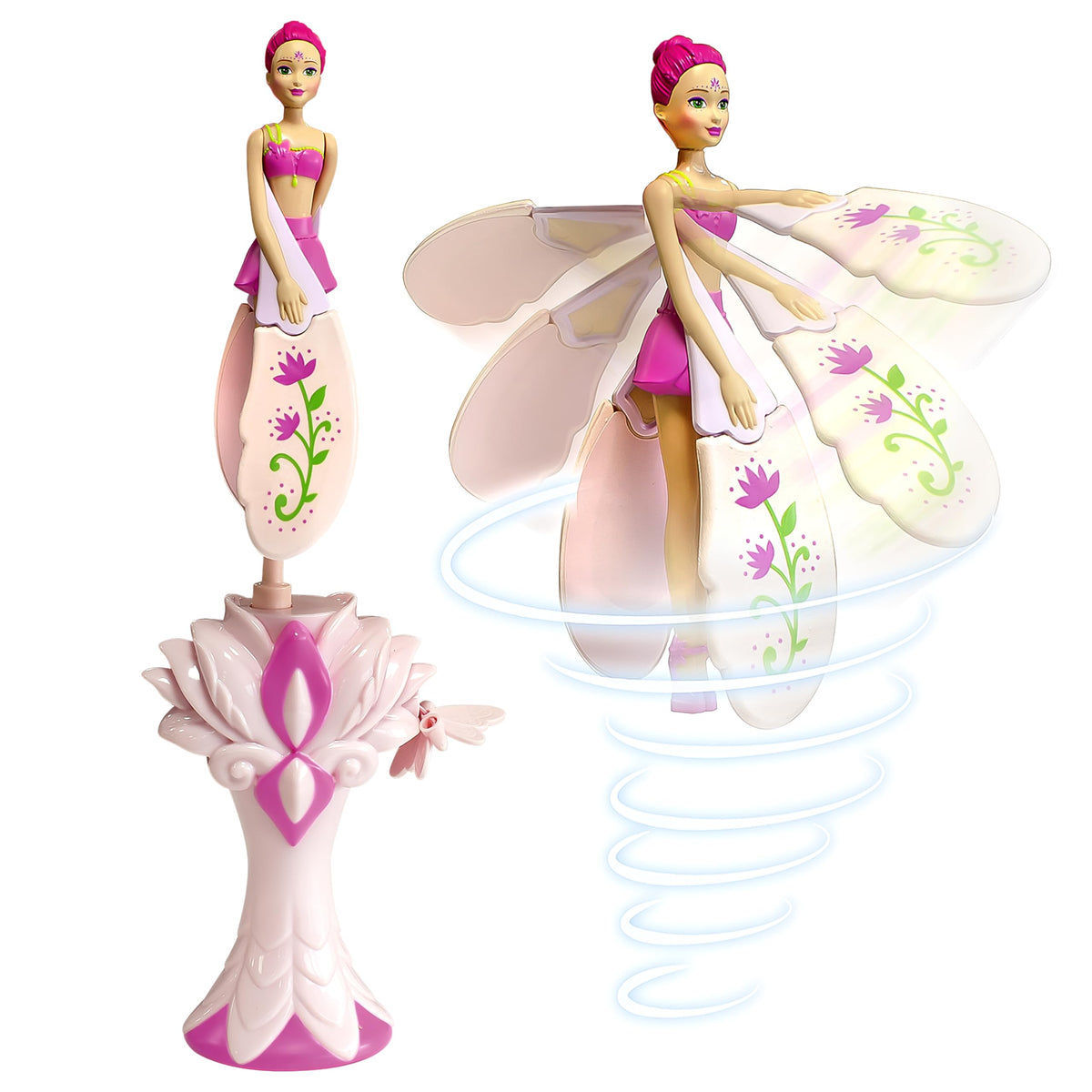 Sky Dancers Fuchsia Fantasy wings in flight for indoor fun