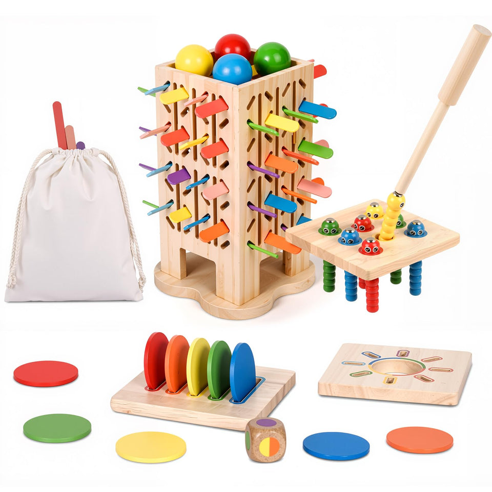 SkyAmbition Montessori wooden board game box and components for family play