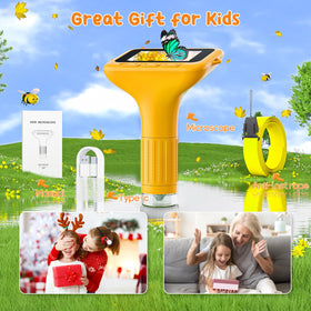 SKYBASIC kids microscope kit includes lanyard and USB cable for transport.