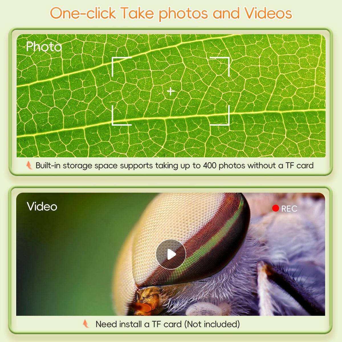 One-button capture on SKYBASIC microscope for photos and videos