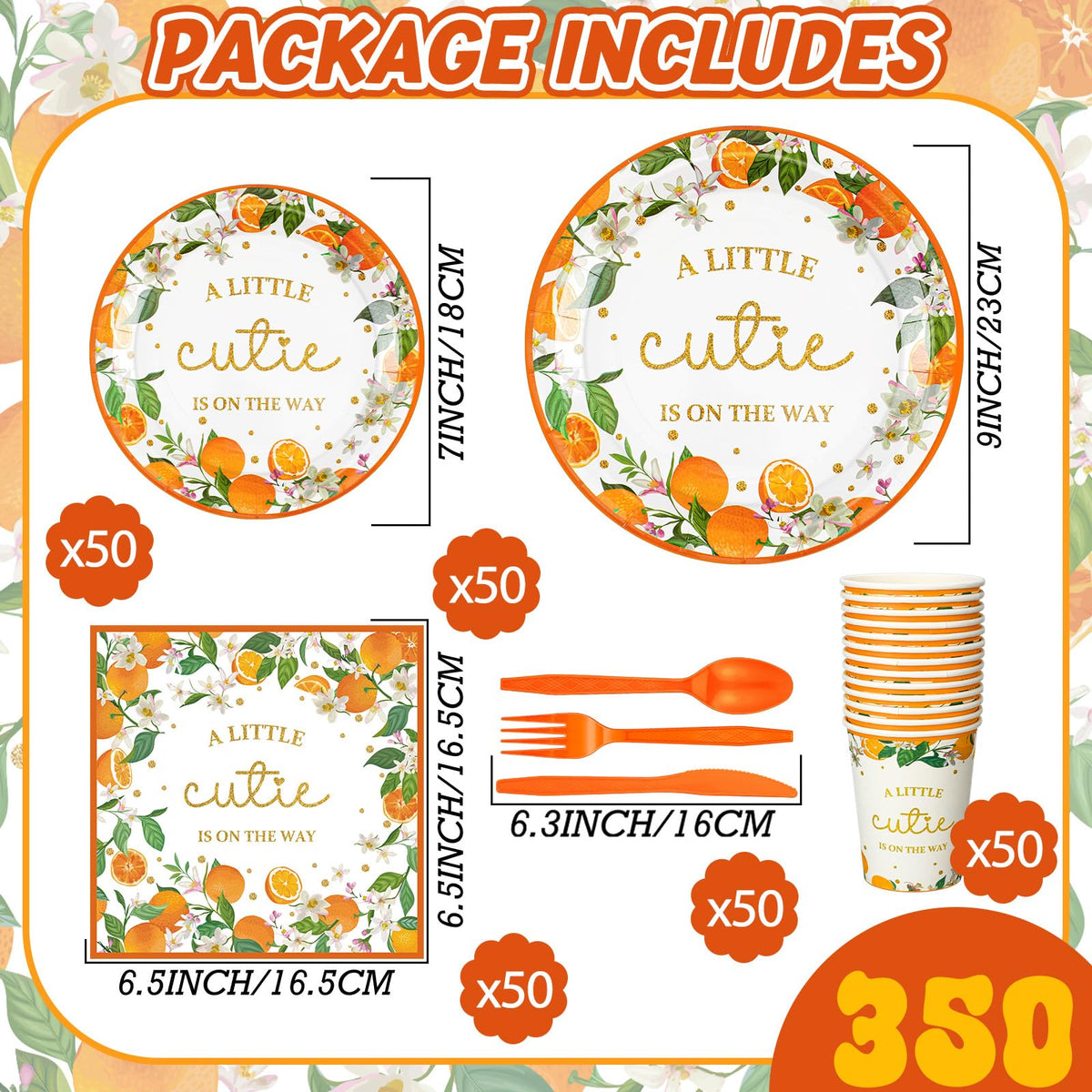 Skybooly orange 7-inch plates for quick, cheerful party plates