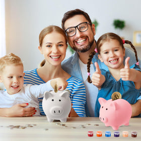Skybooly gift-ready white piggy bank ideal for birthdays.