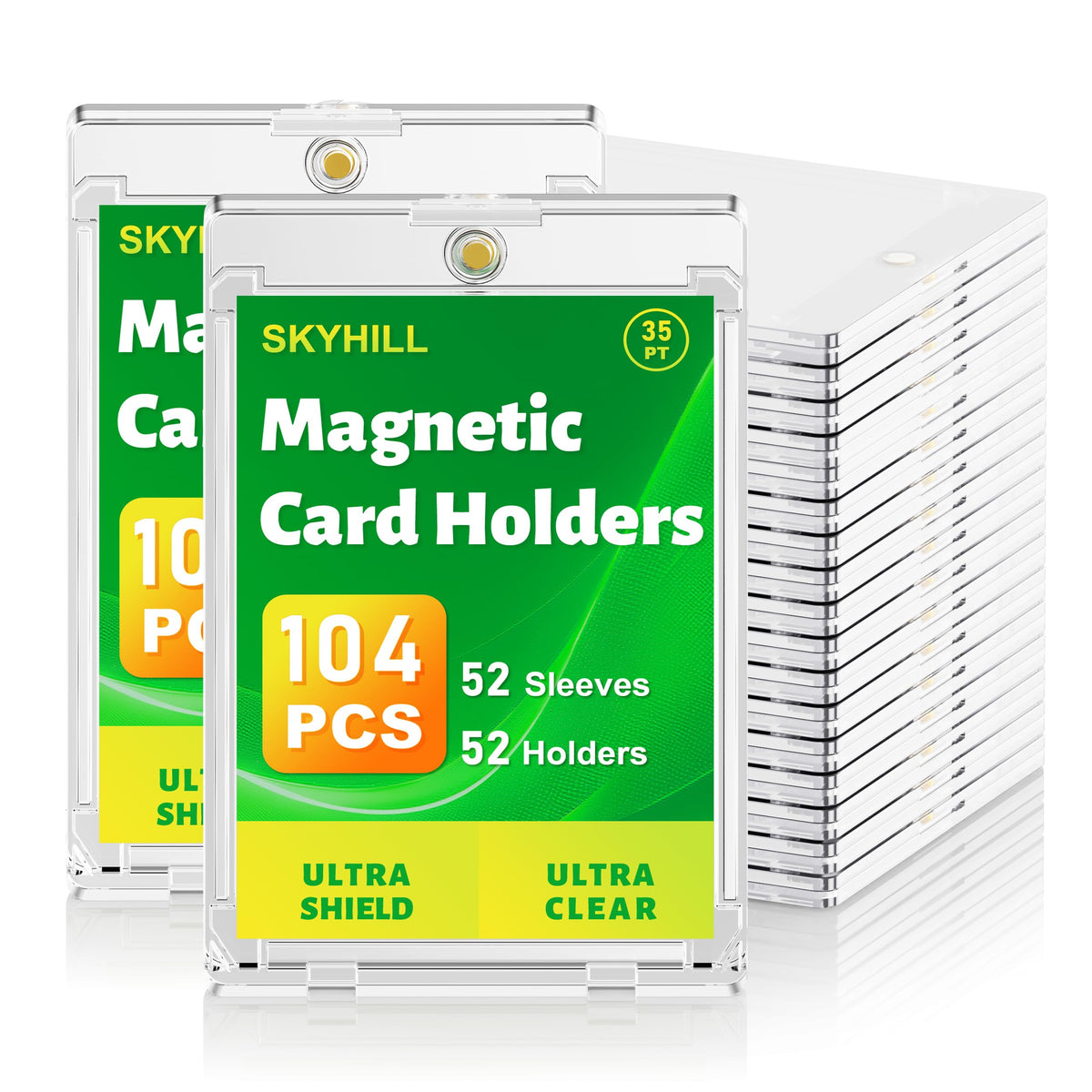 Skyhill 52ct magnetic card holders front view showing slim, protective enclosure for trading cards.