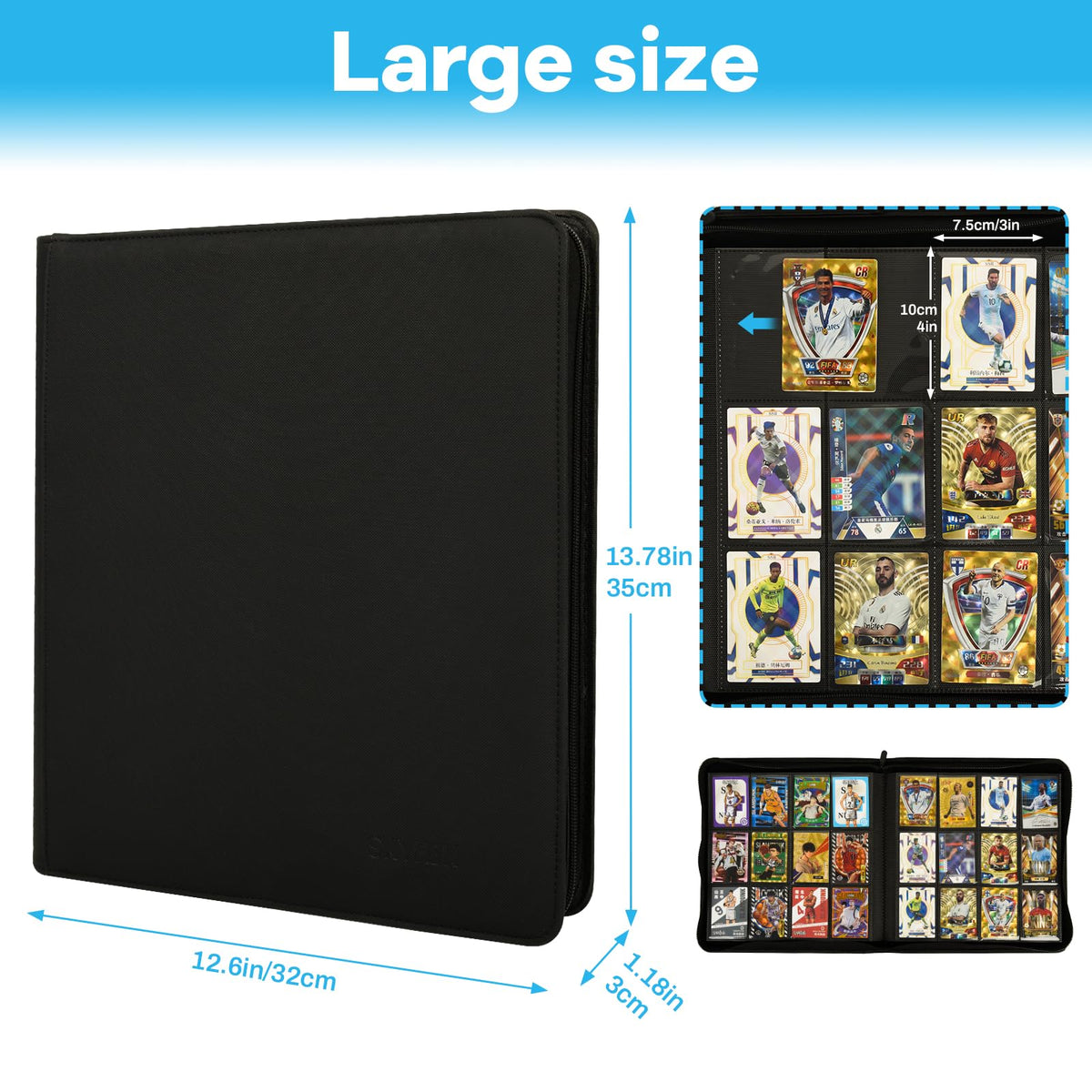 SKYHJK Card Binder zipper closure keeps cards secure and dust-free.