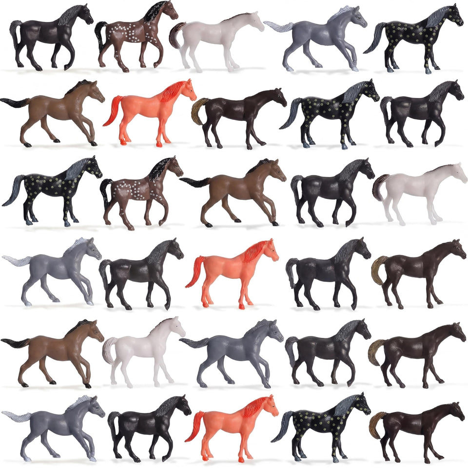 Skylety 40-piece horse figurines set with realistic poses for imaginative play and display