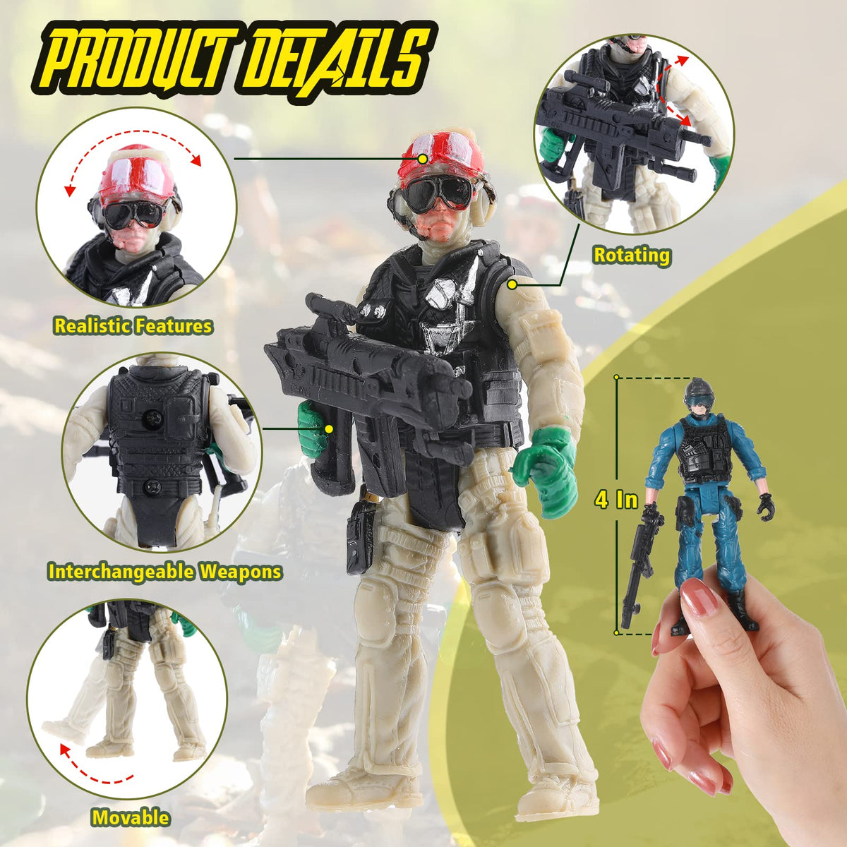 Skylety army figures with multiple joints for dynamic action scenes.
