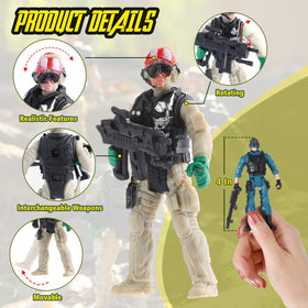 Skylety army figures with multiple joints for dynamic action scenes.