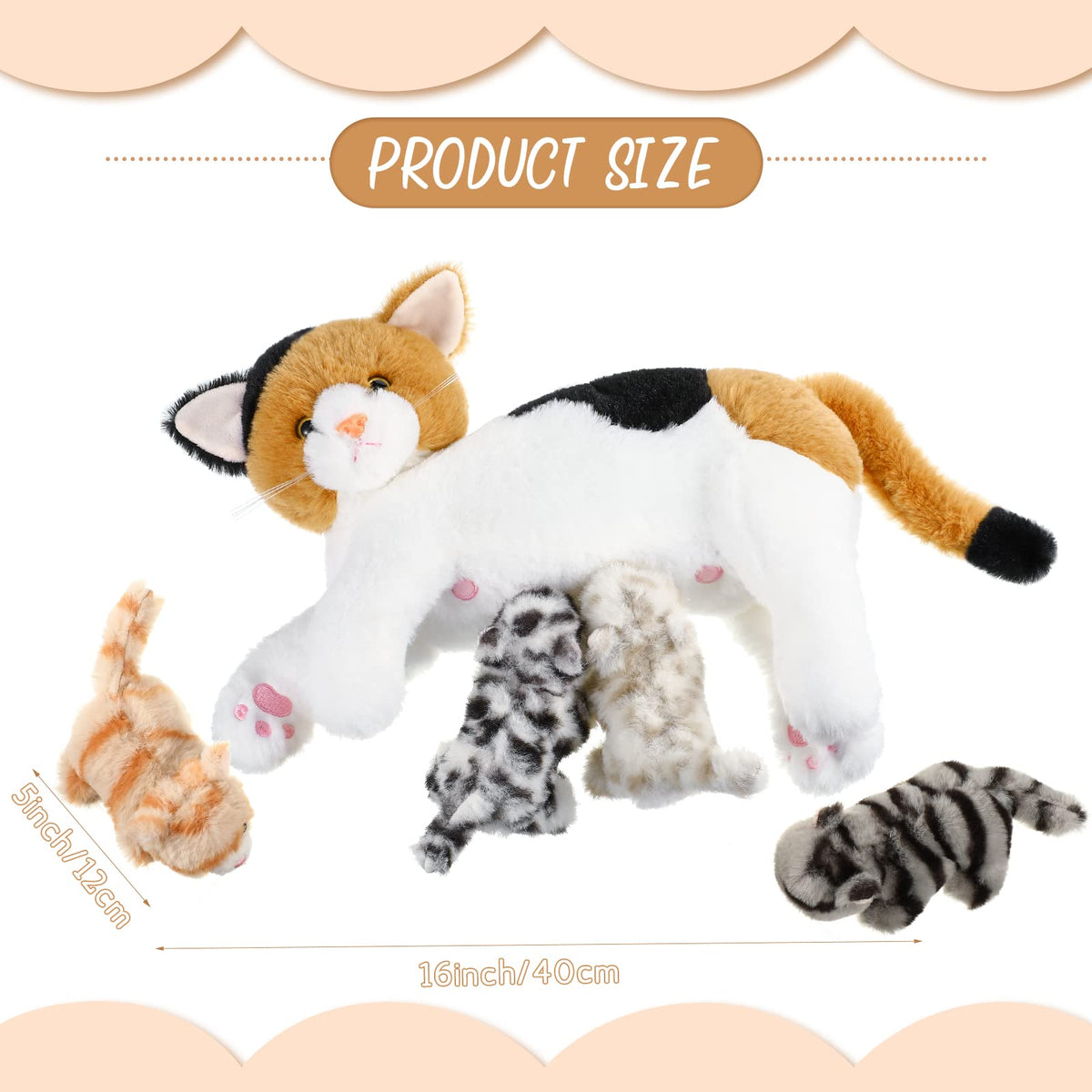 Skylety four 5-inch baby kittens plush set for story time and play