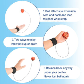 Skylety basketball-style wrist ball on string to improve wrist timing and control